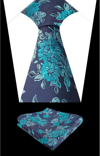 Vista 177 de Alizeal Mens 3.15inches Leaf Flower Pattern Tie with Floral Pocket Square Set