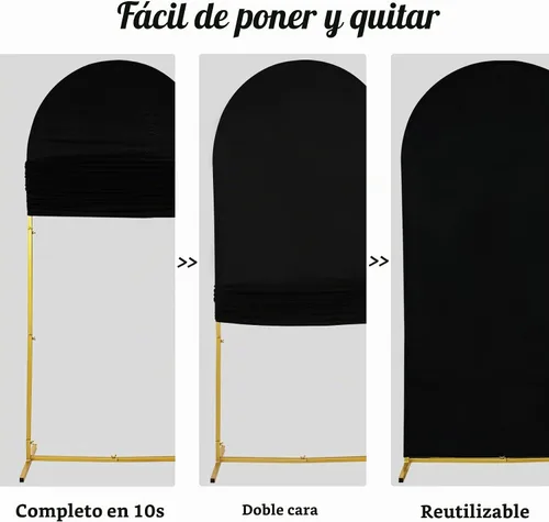 Vista 7 de Juego de 2 fundas para arco de boda de 2 lados, parte superior redonda de spandex ajustada, funda de telón de fondo para arco, para decoración