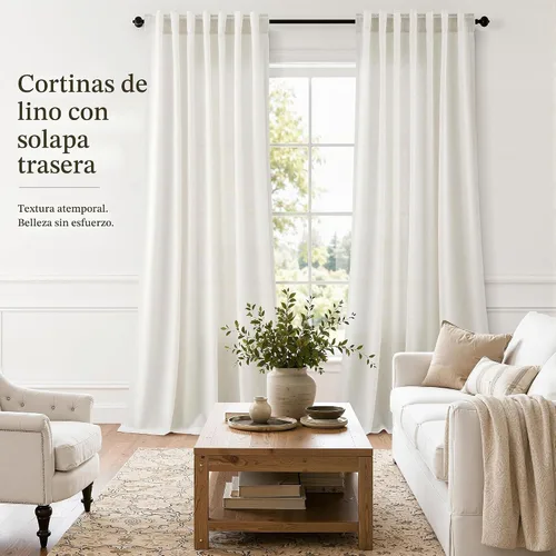 Vista 3 de Hokibero Cortinas de lino natural de 96 pulgadas de largo para sala