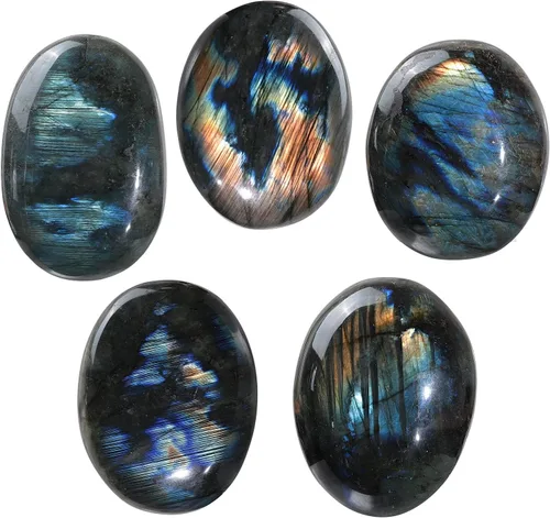 Vista 6 de Rockcloud Piedra de palma irregular natural pulida para el pulgar para ansiedad, equilibrio de chakras Azul