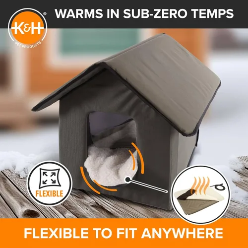 Vista 3 de Cama climatizada electrónica K&H, suave e ideal para exteriores (incluye funda), Bronceado