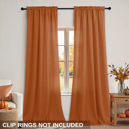 Vista 149 de KOUFALL Juego de 2 cortinas de puerta francesa, cortinas de lino para puerta/ventana, cortina transparente boho para cristal lateral delantero