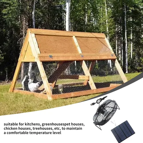 Vista 5 de Ventilador de escape solar de 5 W para ventilador de cobertizo, kit de ventilador solar impermeable para gallinero, casas de mascotas y ventanas
