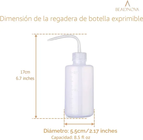 Vista 2 de BEADNOVA Botella exprimible para regar plantas, 8.5 fl oz, 8 onzas, botella pequeña de plástico exprimible para regar plantas de interior suculentas