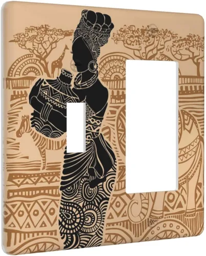 Vista 106 de Decorative Outlet Covers African Woman Zebra Elephants Black Girl 1 Gang Duplex Light Switch Cover Plate Unique Wall Plates for Electrical Outlets