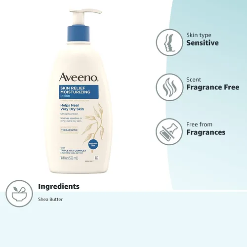 Vista 7 de Aveeno Skin Relief - Jabón corporal diario hidratante sin fragancia, 18 onzas y alivio de la piel, loción corporal hidratante sin fragancia