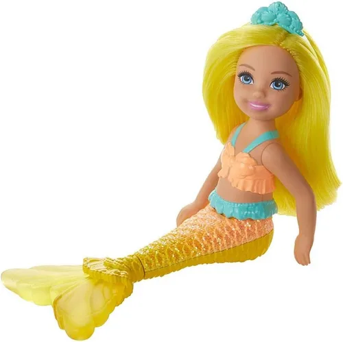 Vista 3 de Barbie Dreamtopia - Muñeca de sirena Chelsea, 6.5 pulgadas con pelo y cola amarillos