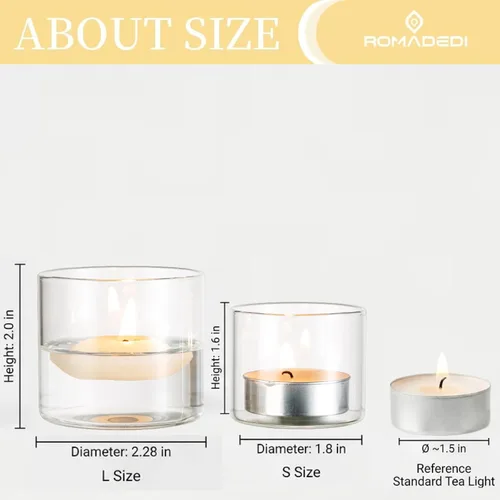 Vista 4 de Portavelas votive Tea Light – Mini portavelas de cristal transparente como velas a la luz de las velas para cenas, eventos, cumpleaños, boda