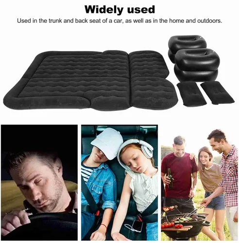 Vista 4 de Aramox SUV Air Mattress, Inflatable Thickened Car Air Bed with Electric Pump, Flocking Surface Portable Sleeping Pad for Travel Camping (Black)