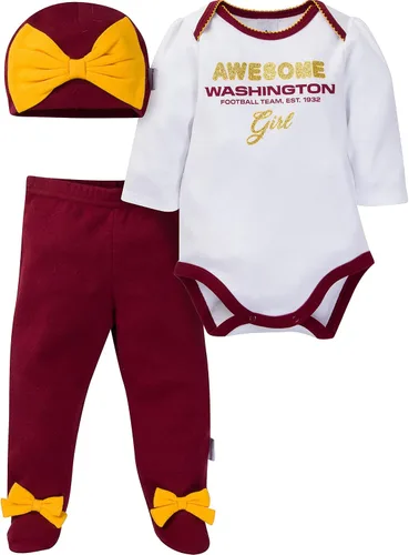 Vista 12 de NFL Conjunto de enterizo, pantalón con pies y gorro de 3 piezas para bebé niña