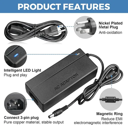 Vista 4 de Fuente de alimentación de 12 V 7 A 84 W Adaptador de CA/CC CA 100-240V a CC 12 voltios 7Amp Convertidor de transformador de potencia de conmutación