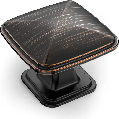 Vista 10 de Amerdeco Paquete de 10 pomos brillantes de níquel satinado cepillado de 1-1/4 pulgadas para cajones de armario de cocina, pomos de gabinete