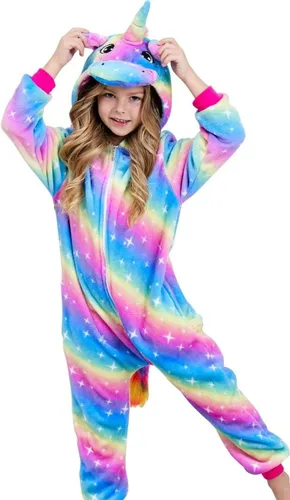 Vista 6 de Disfraz de unicornio con capucha para niñas, disfraz de una pieza para Halloween