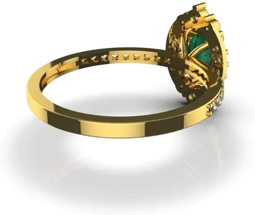 Vista 4 de Anillo de compromiso ovalado de diamantes y esmeralda en oro macizo de 18 quilates, anillo de regalo de piedra natal de mayo