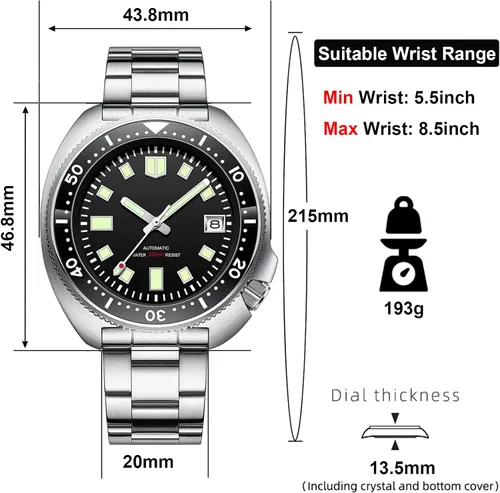 Vista 4 de Steeldive - Reloj automático para hombre 1970 SD1970 Reloj de pulsera NH35 Movimiento 200M Relojes de buceo