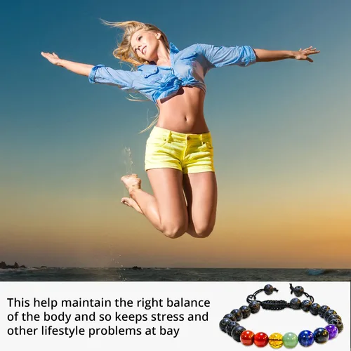 Vista 173 de Adjustable Crystal Bracelet – Gemstone Bead Bracelet with Adjustable Macrame String – Chic Gemstone Bracelet for Men and Women – 8mm Round Healing