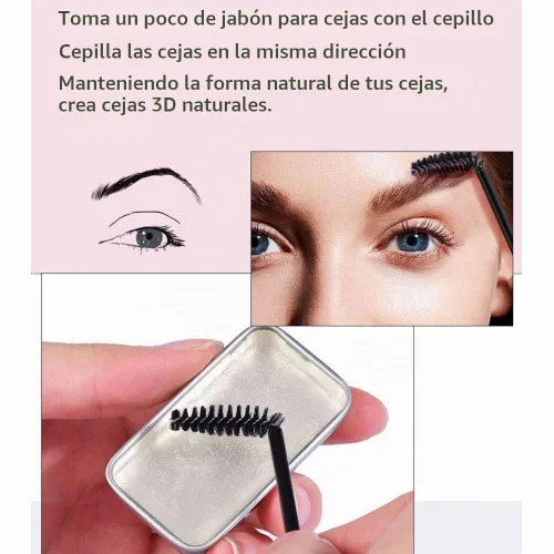 Vista 3 de Paquete de 2 kits de jabón para cejas, gel de cejas 4D, gel de ajuste de cejas de larga duración, impermeable, bálsamo de maquillaje para cejas