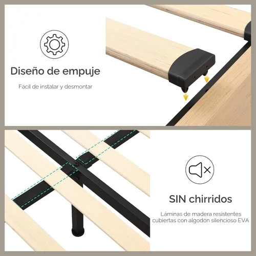 Vista 9 de Yechen Marco de Cama Queen con Cabecera de Ratán Natural y 4 Cajones de Almacenamiento de Madera, Plataforma de Metal con Fuerte Soporte de Listones