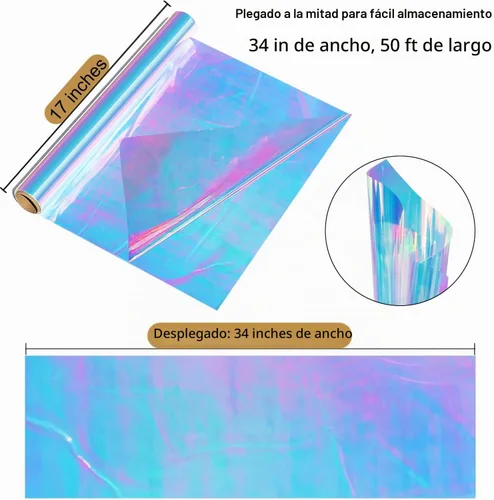 Vista 2 de SYOGUA Rollo de celofán iridiscente de 34 pulgadas x 50 pies, rollo de celofán iridiscente extra ancho para cestas de regalo, manualidades, dulces