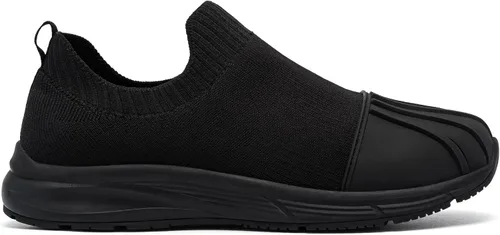 Vista 3 de LARNMERN Men's Non Slip Work Shoes Waterproof Food Service Zapatos Trabajo Antideslizantes Water Resistant Walking Slip-on Sneakers, Black