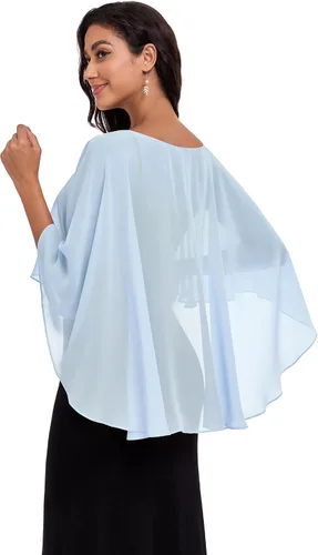Vista 6 de Sheer Shawls and Wraps for Evening Dresses Chiffon Capes for Women Soft Wedding Cover Up