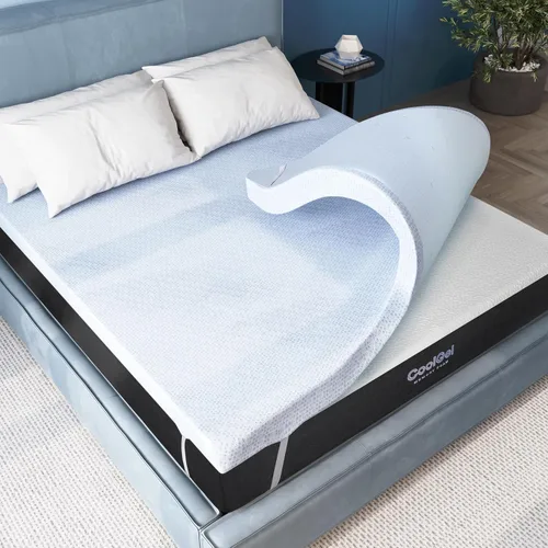 Vista 6 de COOL GEL Cubrecolchón de Espuma Viscoelástica, Espuma Viscoelástica Infundida con Gel Frío, Suave y de Soporte, Certificado CertiPUR