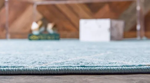 Vista 4 de Unique Loom Trellis Frieze Collection - Alfombra geométrica (2 x 3 pies 1 pulgada, azul claro/marfil)