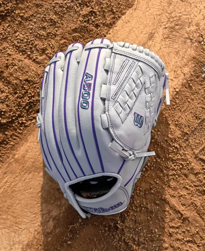 Vista 6 de Wilson Guantes de sóftbol A500 Siren Fastpitch 2026 Blanco/Púrpura/Espuma de mar