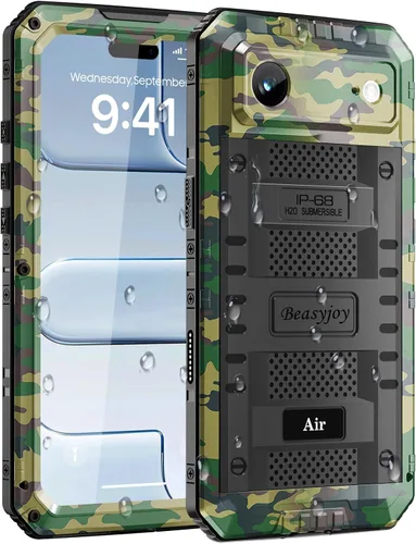 Vista 20 de Beasyjoy Funda impermeable para iPhone 13, funda de metal con protector de pantalla integrado, resistente protección de cuerpo completo, grado