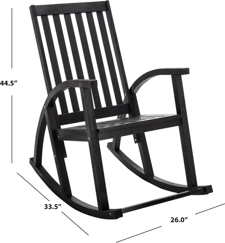 Vista 3 de SAFAVIEH Outdoor Collection Clayton - Mecedora de madera de acacia negra Negro