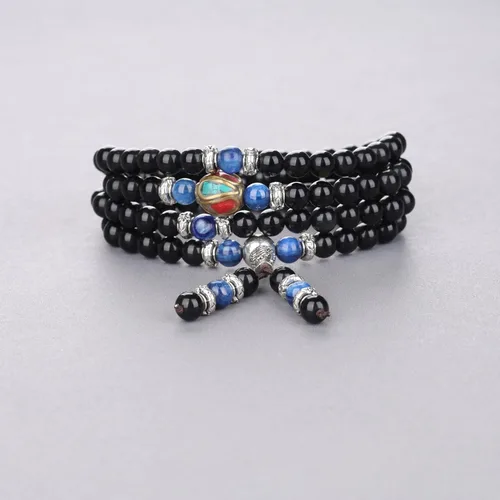 Vista 9 de COAI Pulsera de piedra obsidiana negra Collar Mala Beads 108