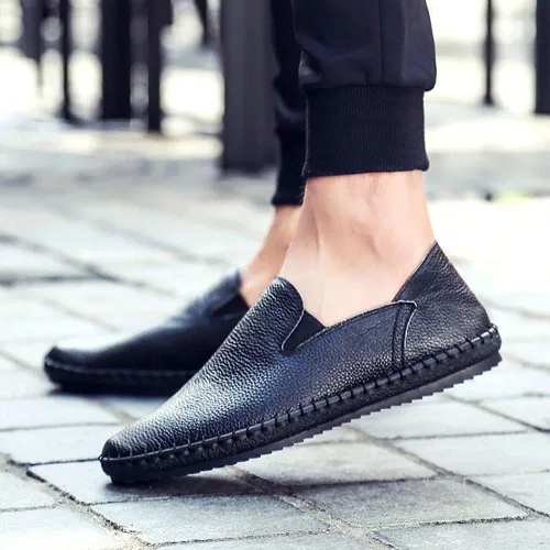 Vista 4 de mitvr Mocasines casuales de cuero para hombre, zapatos suaves para caminar