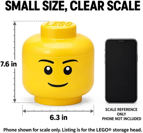 Vista 6 de LEGO - Cabezal de almacenamiento (pequeño), caja de almacenamiento de Amarillo brillante