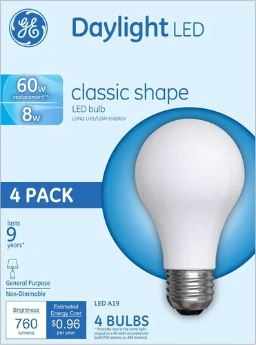 Vista 2 de GE Bombillas LED, 60 vatios, luz diurna, A19 (paquete de 4)