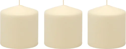 Vista 3 de Stonebriar Paquete de 3 Velas Pilares Altas de 3 x 3 Pulgadas de Cera de Marfil Sin Perfume con 18 Horas de Combustión