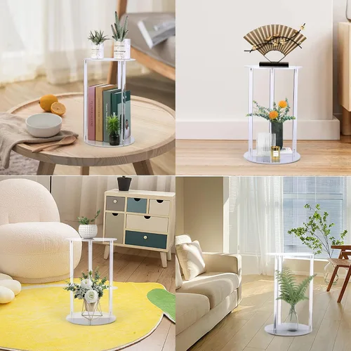 Vista 8 de YourGift Soporte para plantas de interior y exterior, soporte acrílico para plantas de interior, estante resistente para macetas, estante