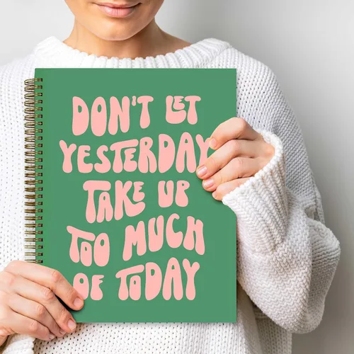 Vista 5 de THiNKABLE Undated Daily Planner Notebook 8.5x11, Cute Notebook, Pink Green To Do List Large Hardcover Spiral Schedule Planner, Inspirational Quote