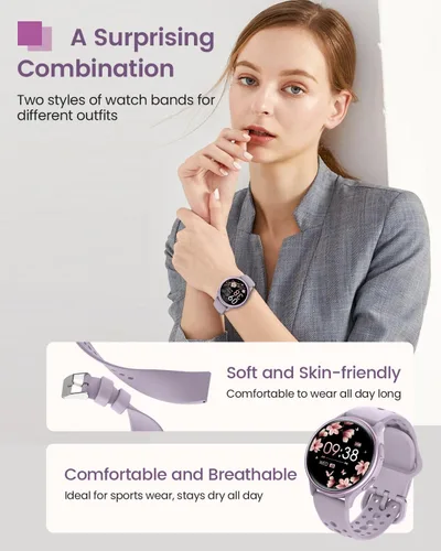 Vista 6 de Relojes inteligentes para mujeres y hombres (respuesta/hacer llamadas), reloj inteligente impermeable para Android y iPhone, reloj inteligente