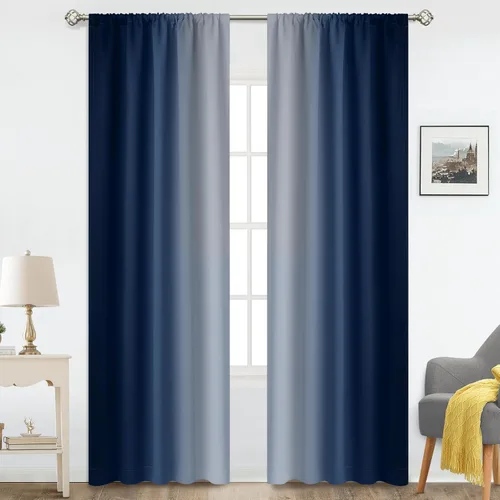 Vista 7 de COSVIYA Cortinas degradadas con dobladillo para cortinero, cortinas de oscurecimiento de habitación de 63 pulgadas de largo, cortinas degradadas