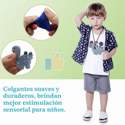 Vista 3 de Collares masticables para niños sensoriales, 6 piezas de collar masticable para niños y niñas para masticar morder y dentición, collares masticables