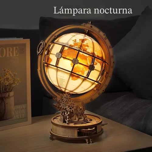 Vista 4 de ROKR Rompecabezas de madera 3D para adultos, globo iluminado con soporte, 180 piezas de rompecabezas 3D, kit de modelo LED integrado, regalos