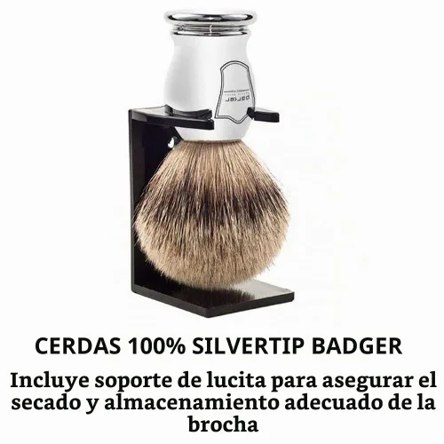 Vista 5 de Parker 3 SILVERTIP Brocha de afeitar tejón – Mango cromado