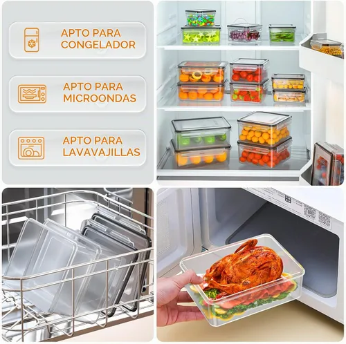 Vista 6 de HOMETALL 40 PCS recipientes de almacenamiento de alimentos con tapas herméticas, recipientes de plástico para preparación de comidas 100% a prueba
