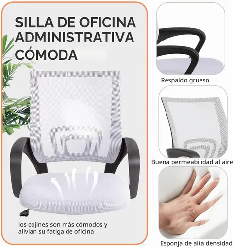 Vista 6 de PayLessHere Silla de oficina en casa, silla de escritorio para computadora, silla ergonómica ajustable, soporte lumbar, reposabrazos ejecutiva