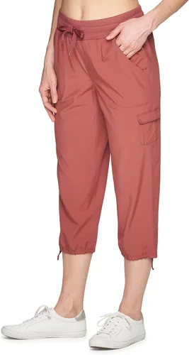 Vista 4 de RBX - Pantalón capri deportivo con cordónligero con bolsillos y estilo cargo para mujer