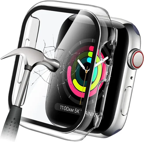 Vista 7 de YMHML Funda compatible con Apple Watch de 1.496 pulgadas Series 3/2/1 con protector de pantalla de vidrio templado integrado, protector delgado