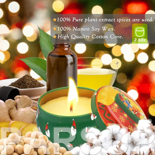 Vista 3 de Paquete de 12 velas perfumadas de Navidad, velas de tarro de 2.5 onzas, juego de 12 velas perfumadas de Navidad con fragancias navideñas