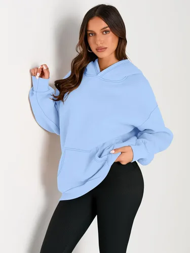 Vista 2 de EFAN - Sudadera con capucha para mujer - Sudadera de vellón sobredimensionada con mangas largas para otoño e invierno, ropa de moda inspirada