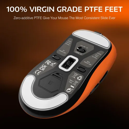 Vista 7 de ATTACK SHARK X3 Mouse Inalámbrico para Juegos, Mouse Ergonómico para Computadora de 1.73 oz, Triple Modo Sensor Óptico PAW3395 de 26K DPI, Duración