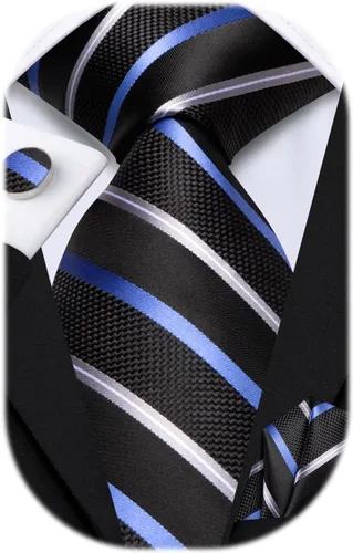 Vista 45 de Hi-Tie Corbatas de seda para hombre con estampado de cachemira, conjunto de corbata cuadrada, pañuelo de bolsillo y gemelos para negocios formales